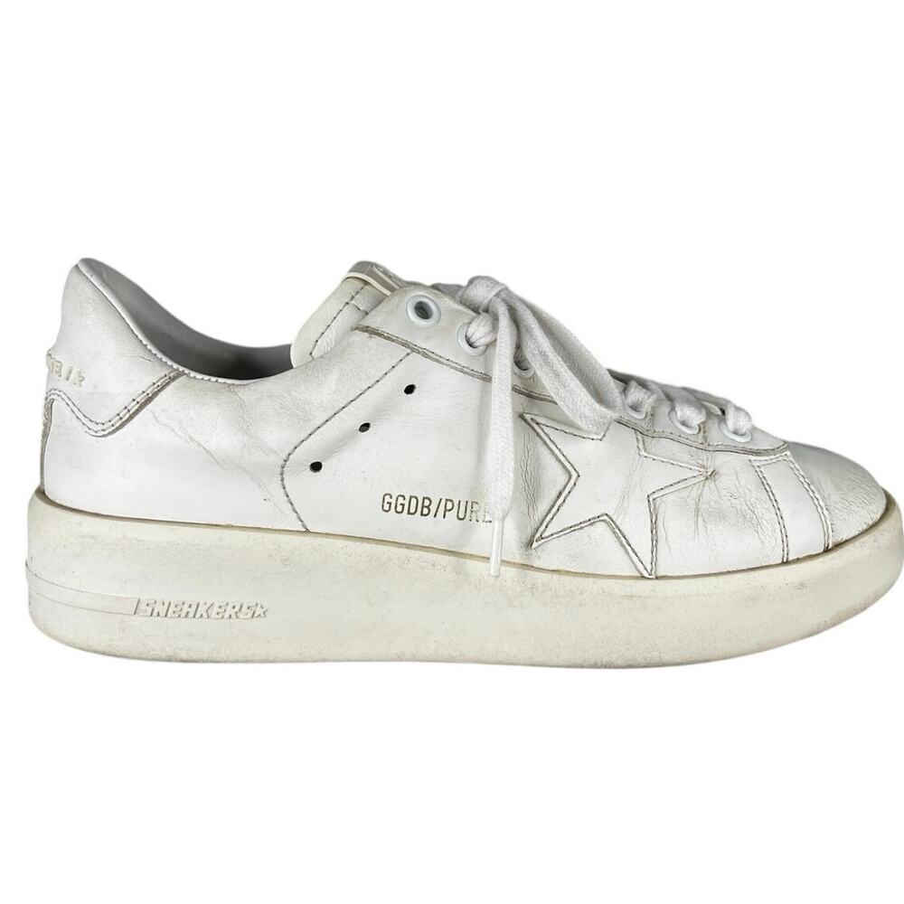 Golden Goose Women’s Purestar White Lace Up Sneaker Size 37 US 7